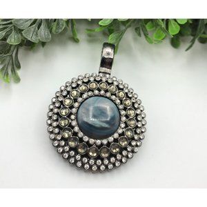 Vintage Pendant by Premier design Reversible pewter finish with rhinestones